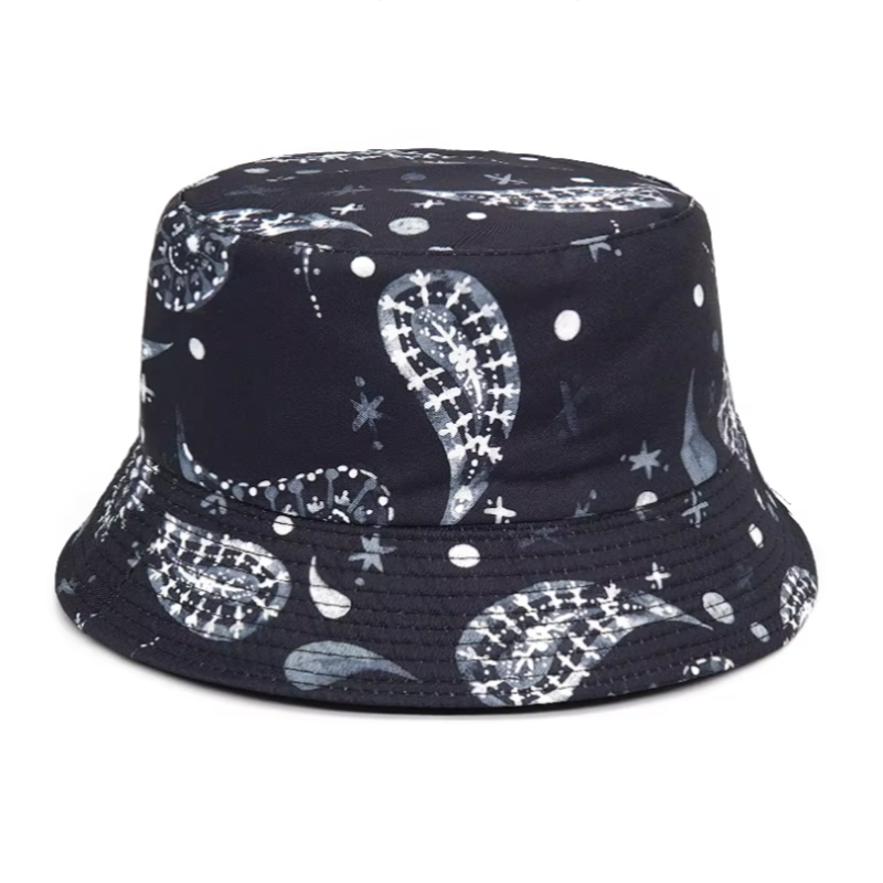 Solid Color Bandana Print Reversible Bucket Hat