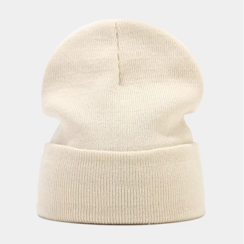 Solid Color Knit Ribbed Beanie