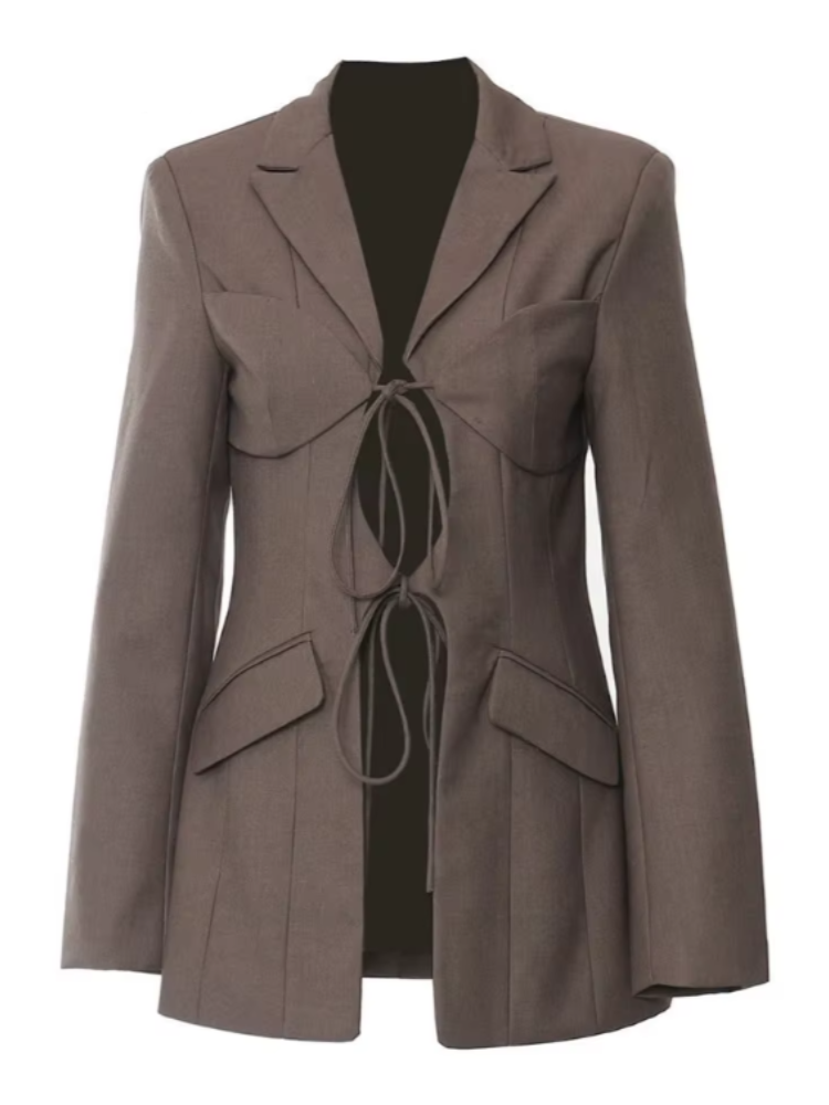 Neutral Double Front Tie Blazer