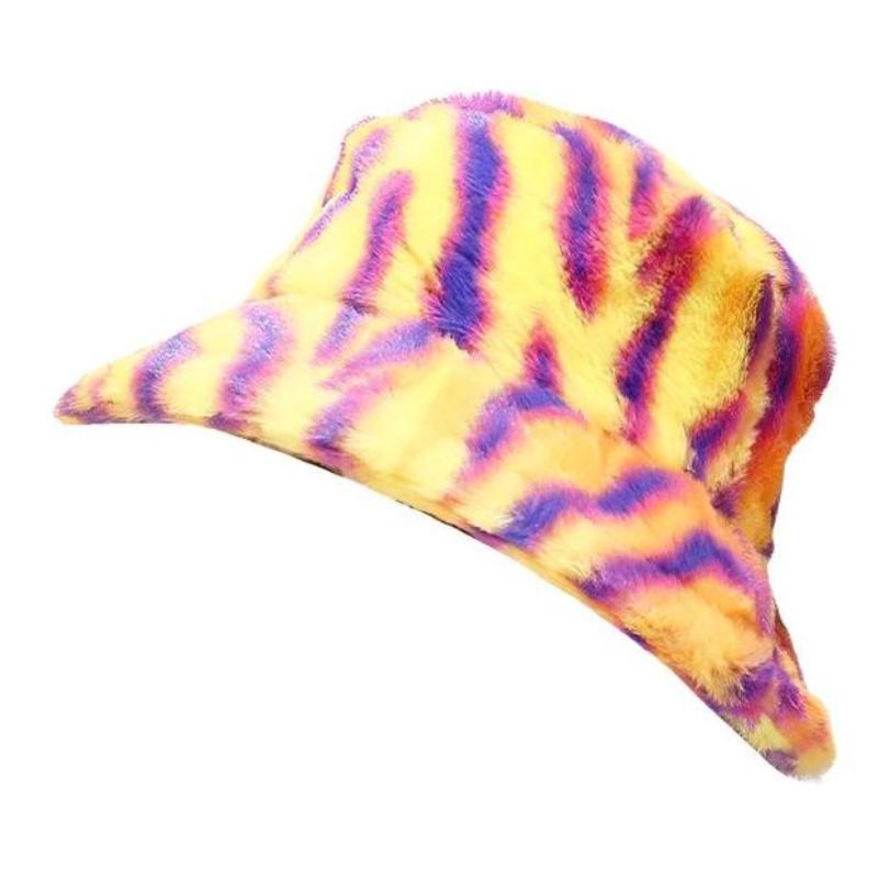 Moody And Neon Zebra Fur Bucket Hat