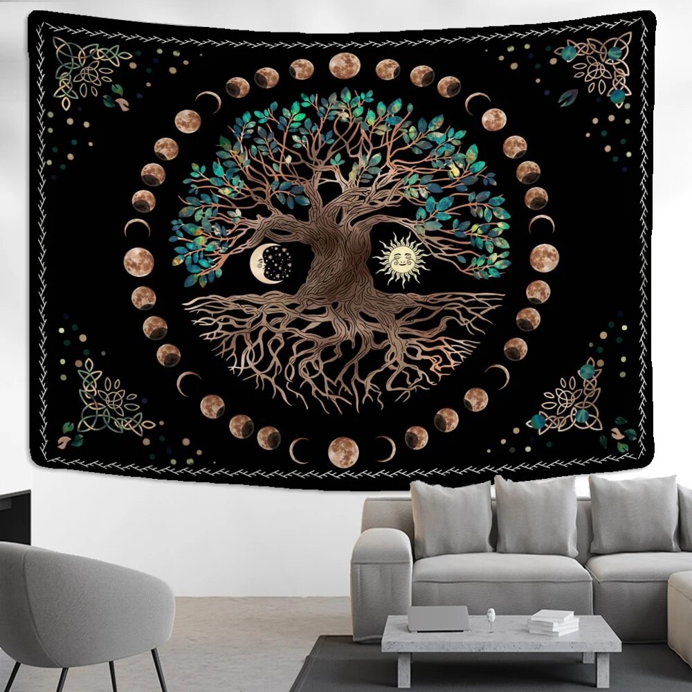 Moon Phases Tree Of Life Tapestry