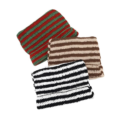 Two Toned Striped Knit Cat Ears Beanie