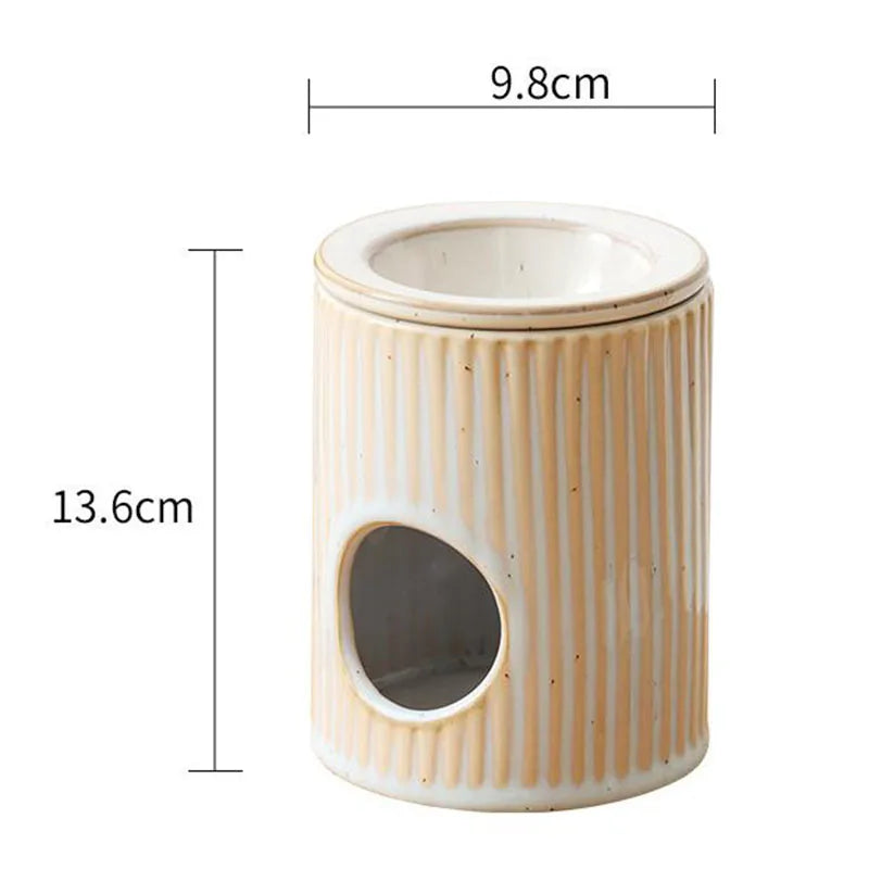 White Porcelain Ribbed Essential Oil Burner