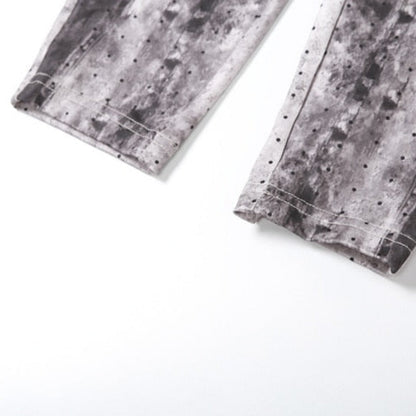 Gray Denim Silhouette Front Zip-Up Long Sleeve Jumpsuit