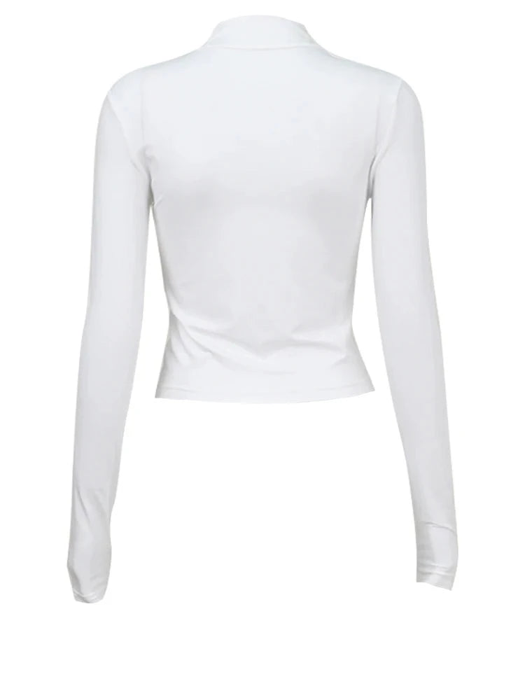 White Collar Front Zip-Up Jacket