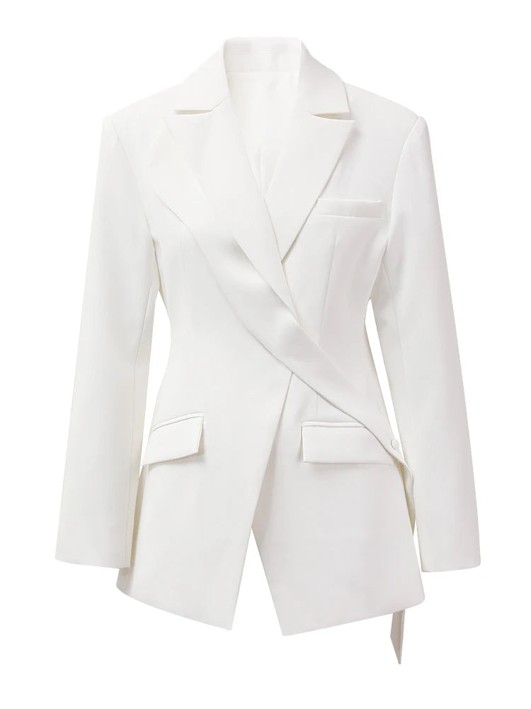 White Side Button Blazer