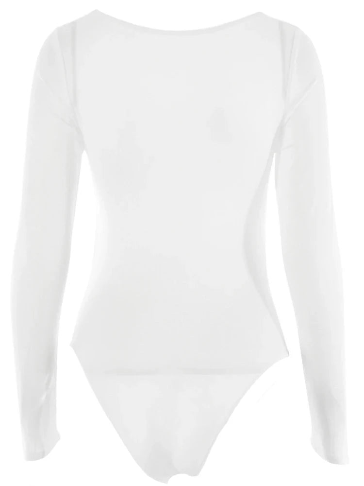 Neutral Front Twist Hollow Out Long Sleeve Bodysuit