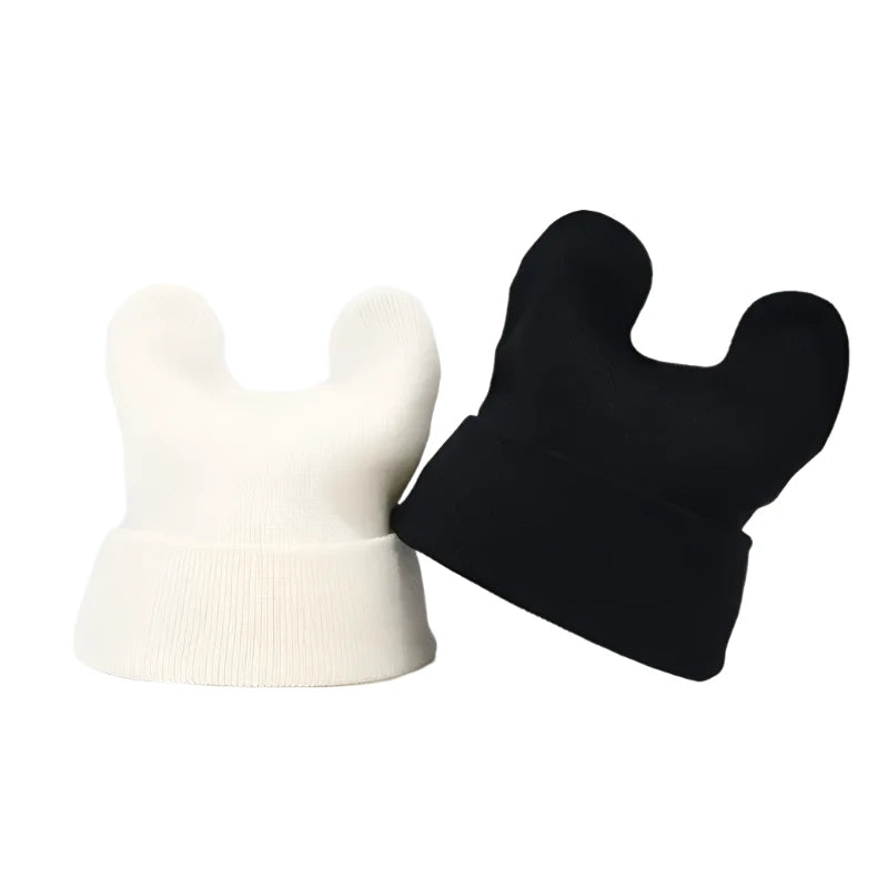 Solid Color Knit Bear Ears Beanie