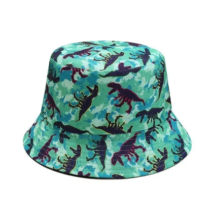 Dinosaur Print Cotton Reversible Bucket Hat