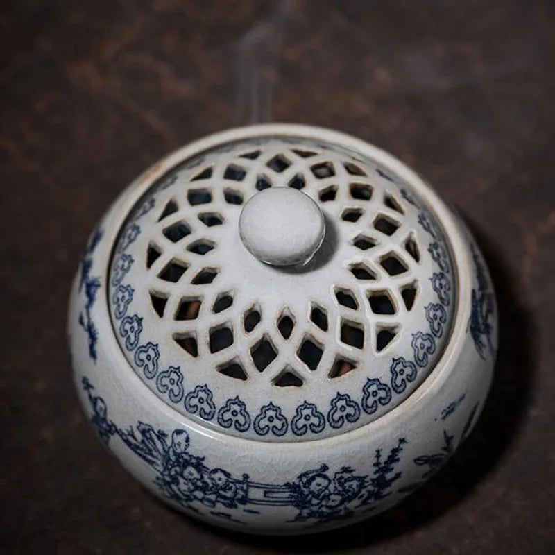 Porcelain Blue and White Mountain Scenery Incense Burner