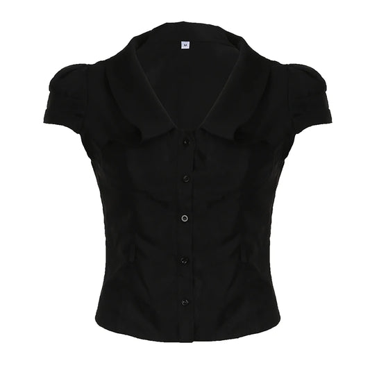 Black Button Up Short Sleeve