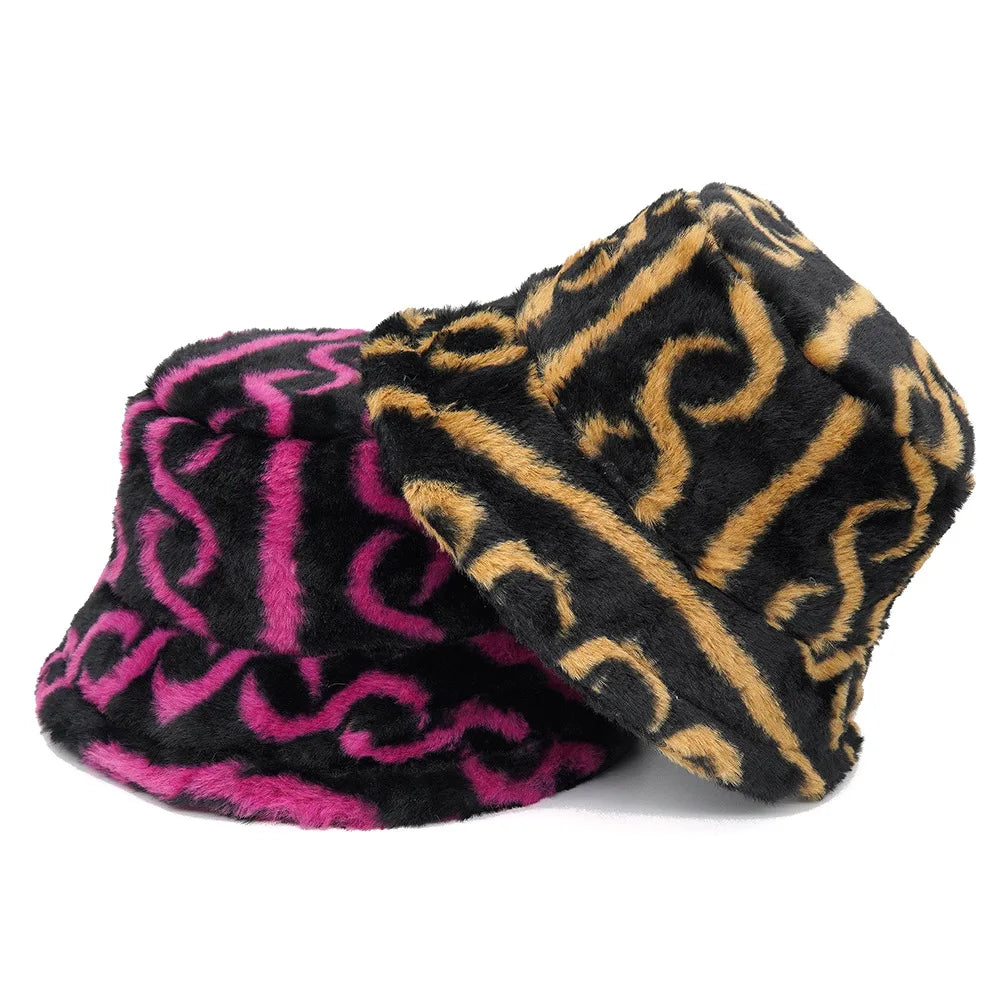 Two Toned Swirl Fur Bucket Hat