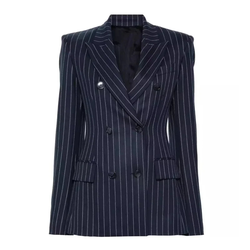 Blue Stripe Double Breasted Blazer