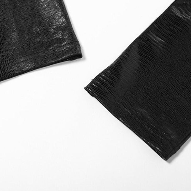 Black Leather Sleeveless Jumpsuit