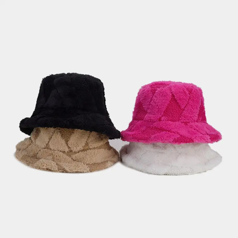 Solid Color Slash Fur Bucket Hat