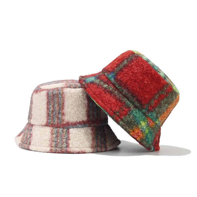 Plaid Fleece Bucket Hat