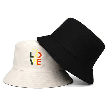 Neutral One Love Print Cotton Bucket Hat