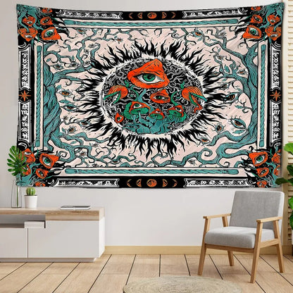 Trippy Mushroom Third Eye Tapestry