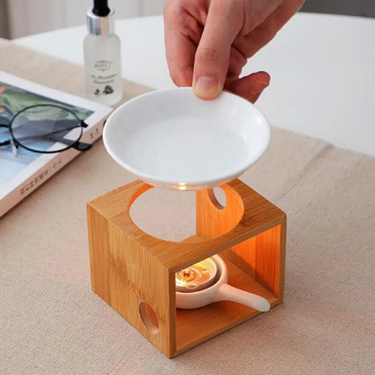 Bamboo Hollow Out Polk-A-Dot Rack Essential Oil And Candle Holder Burner