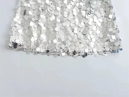 Neutral Sequin Mini Skirt