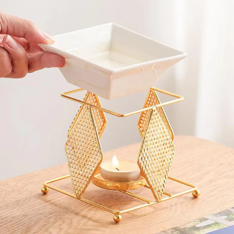 Metal Hollow Out Diamond Essential Oil Burner