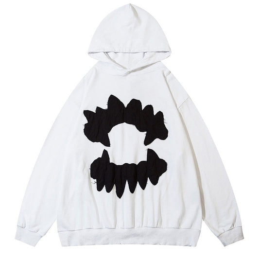 Patchwork Bubble Letter Distressed Hoodie
