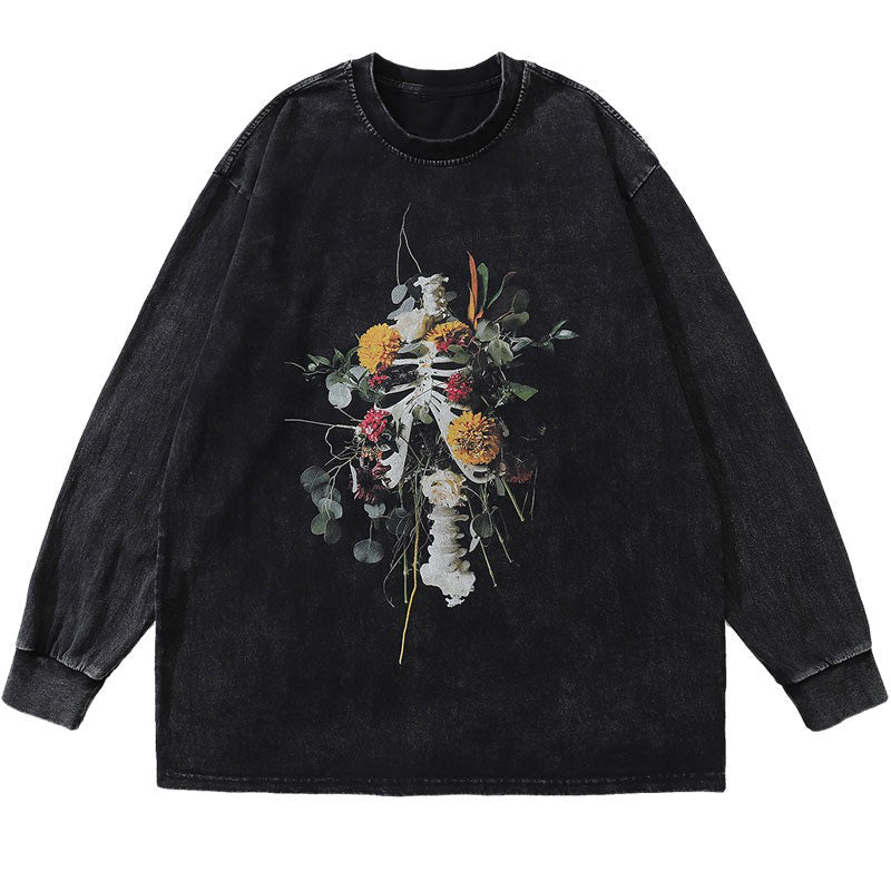 Floral Skeleton Long Sleeve T-Shirt