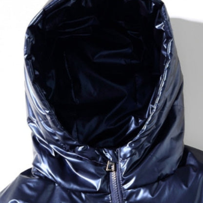 Metallic Hooded Puffer Jacket