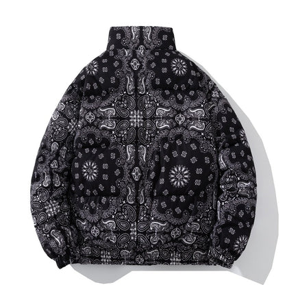 Bandana Patchwork Turtleneck Puffer Jacket