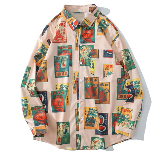 Vintage Posters Long Sleeve Button Up