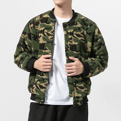 Fleece Camo Button Down Jacket