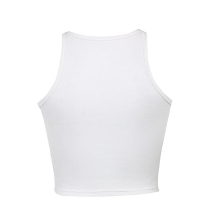 White Ribbed Sleeveless Top