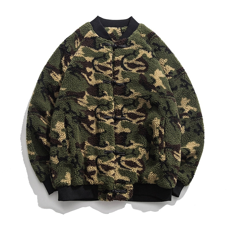 Fleece Camo Button Down Jacket