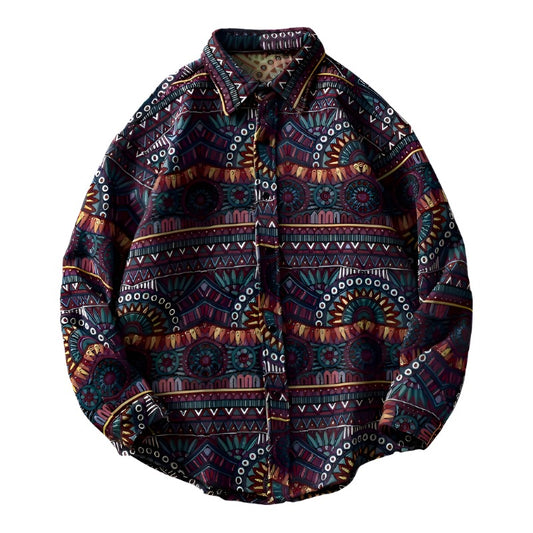 Maroon Tribal Long Sleeve Button Up