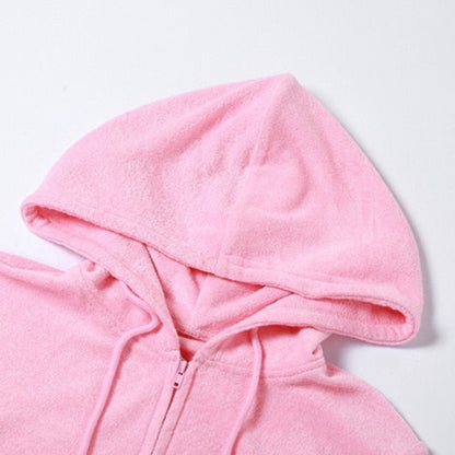 Pink Fur Hooded Sweat Jacket