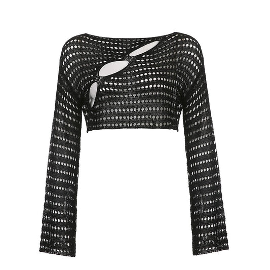 Knit Hollow Out Crop Sweater