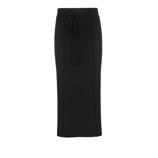 Black High Waisted Reverse Patchwork Maxi Skirt