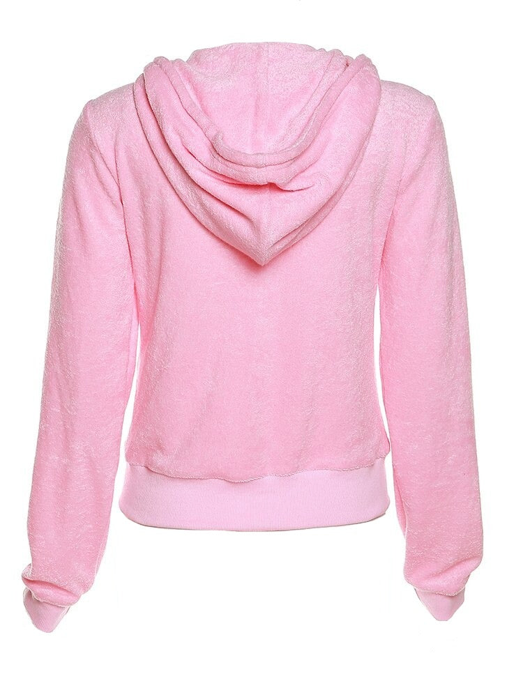 Pink Fur Hooded Sweat Jacket