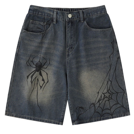Blue Denim Jean Spider Shorts