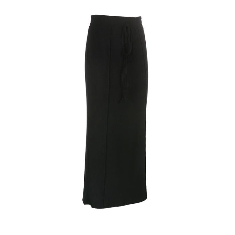 Black High Waisted Reverse Patchwork Maxi Skirt