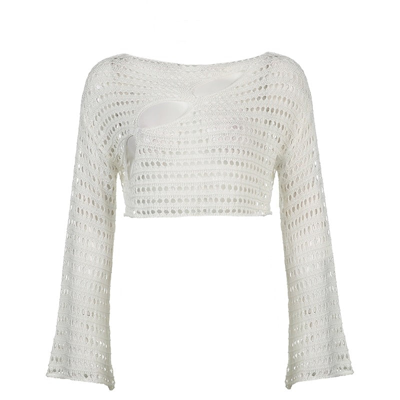 Knit Hollow Out Crop Sweater