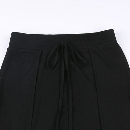 Black High Waisted Reverse Patchwork Maxi Skirt